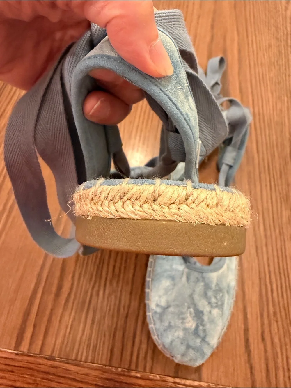 Toms Light Blue Tie-Ankle Espadrille